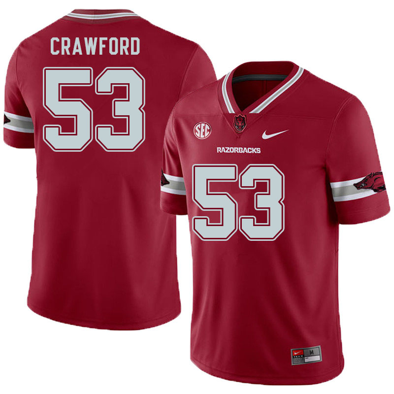 Men #53 Ty'Kieast Crawford Arkansas Razorbacks College Football Jerseys Sale-Alternate Cardinal - Click Image to Close
